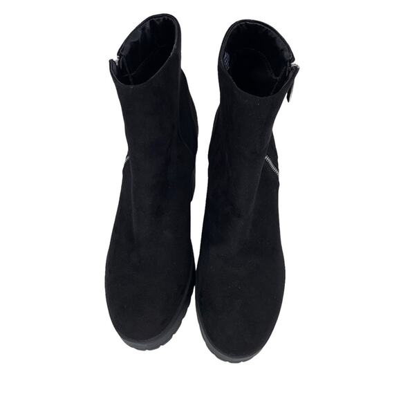 French Connection Jasmine Black Lug Sole Side Zip Ankle Booties Size 10 - Picture 7 of 10